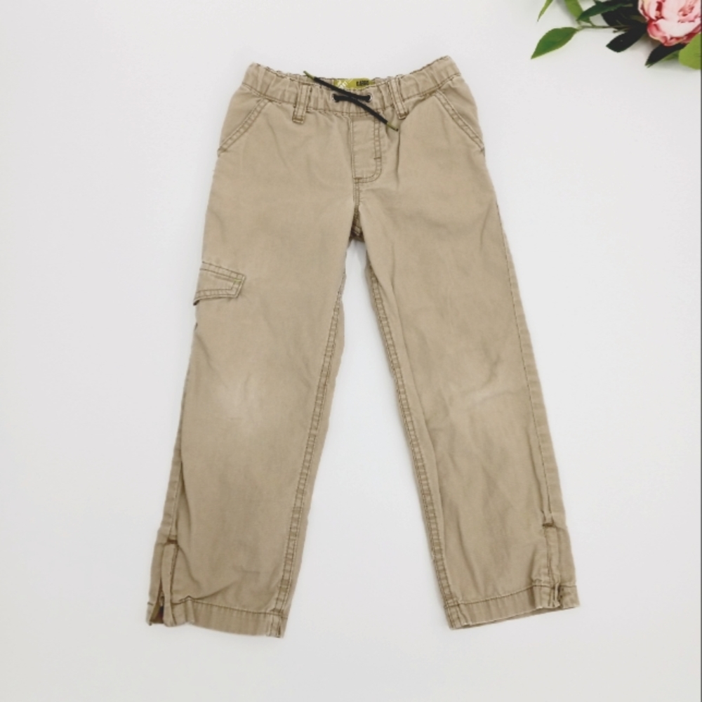 💙 LEE SPORT Boy's Elasticated Waistband Drawstring Khaki Cargo Pants 7 Regular